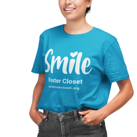 【oan】Smile Lettering Short Sleeve T-shirt Short Sleeve Heather Sapphire Unisex Soft Style T-Shirt